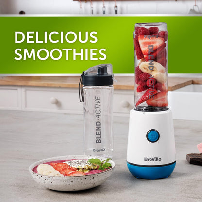 Blend Active Personal Blender & Smoothie Maker | 350W | 2 Portable Blend Active Bottles (600Ml) | Leak Proof Lids | White & Blue [VBL249]