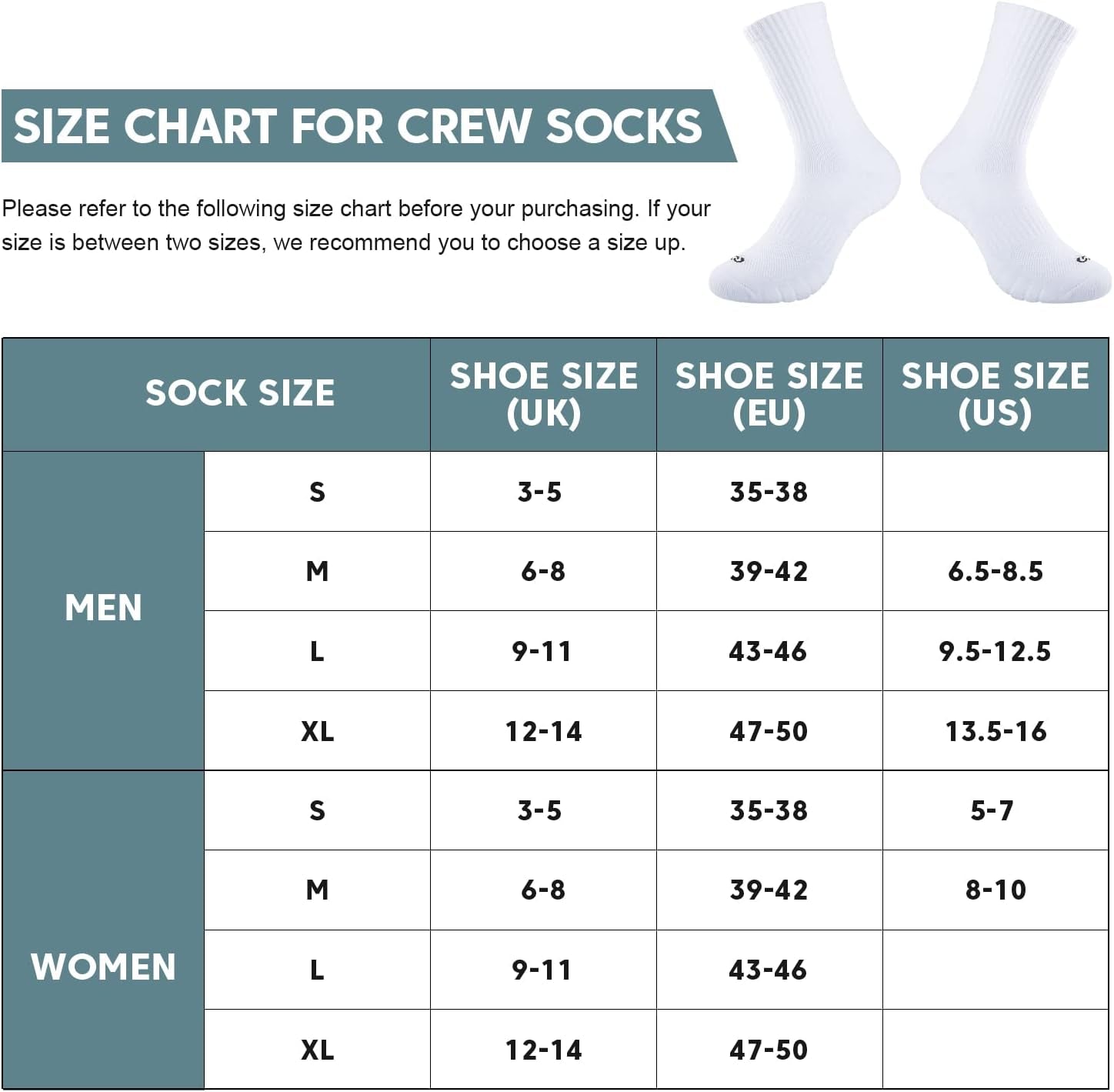 Sports Socks Thick Cushion Walking Thermal Crew Athletic Socks for Outdoor Work Hiking Trainer (6 Pairs)