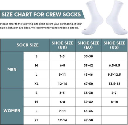 Sports Socks Thick Cushion Walking Thermal Crew Athletic Socks for Outdoor Work Hiking Trainer (6 Pairs)