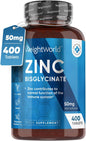 High Strength Zinc Tablets 50Mg – 400 Vegan Zinc Bisglycinate Tablets 6+ Months Supply – High Absorption Zinc Supplements for Skin, Hair and Nail - Immunity Supplements for Men & Women