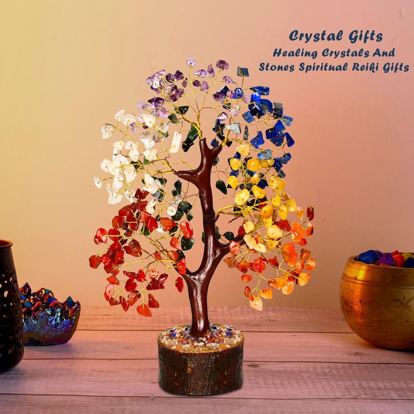 Chakra Tree - Healing Crystals - Crystal Tree of Life Decor - Feng Shui - Crystals and Gemstones - Spiritual Decor - Good Luck Charm - Seven Chakra Tree - Chakra Stone
