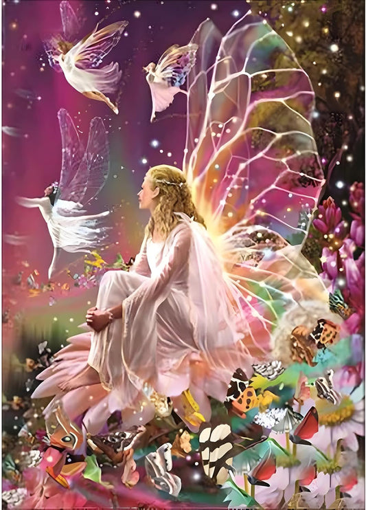 DIY 5D Diamond Painting Kits Full Drill round Crystal Rhinestone Pictures Arts Craft for Home Wall Decor Gift Goddess of Butterflies 30X40Cm