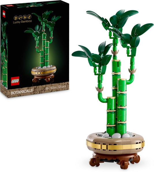 Botanicals Lucky Bamboo Artificial Plant for Indoor Display - Set for Adults Includes a Buildable Pot with a Wood-Effect Plinth for Home Decor - Gift for Valentine'S Day for Her or Him - 10344