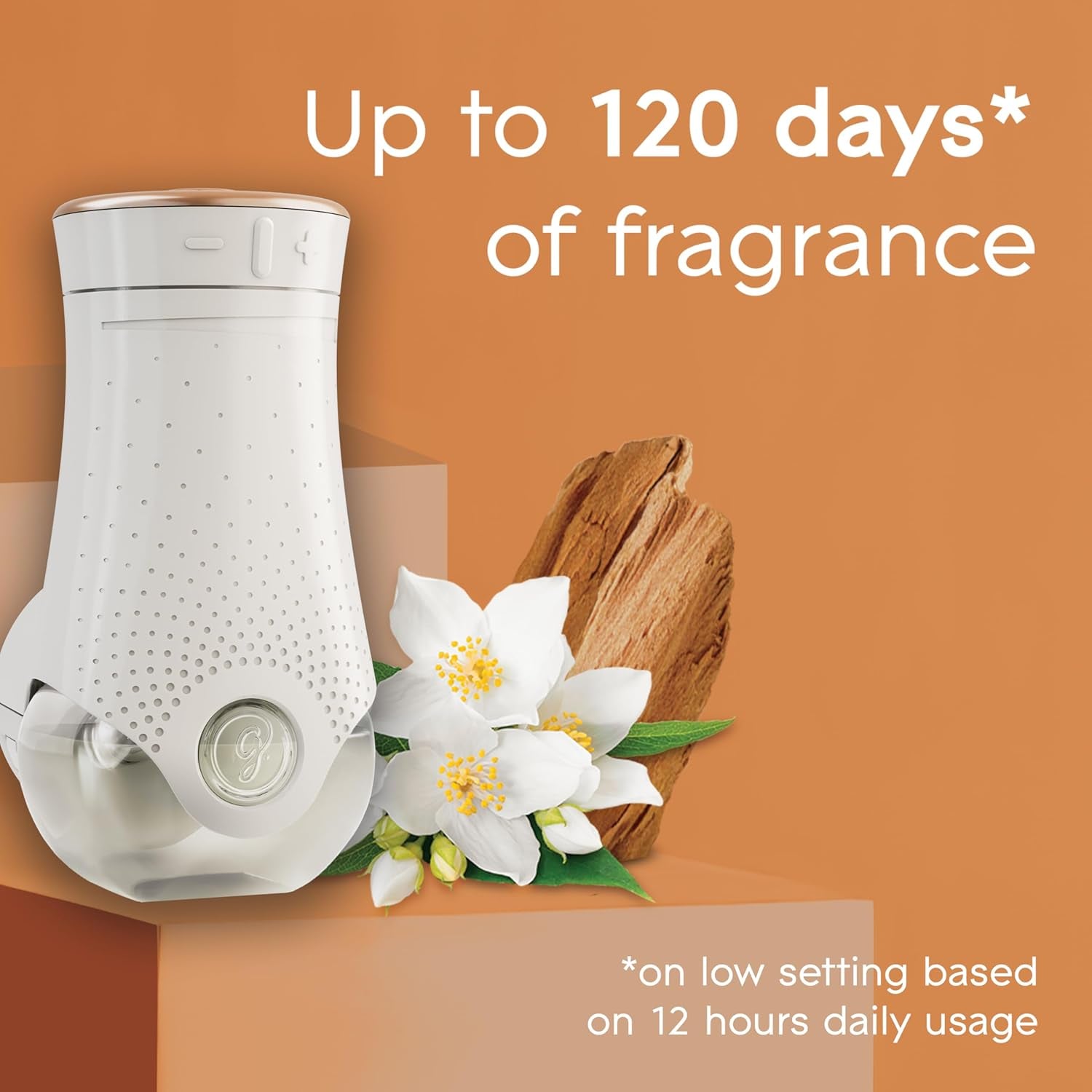 Plug in Air Freshener Holder and Refill, Electric Scented Oil Room Air Freshener, Sandalwood & Jasmine, 1 Holder and 3 Refills (3 X 20Ml)