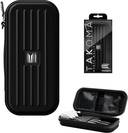 Darts Takoma Darts Wallet, Regular Size, Black | Darts Case Holds 3 Darts | Protective EVA Dart Holder with Double Zip Lock Inner Pouches | Professional Darts Accessories