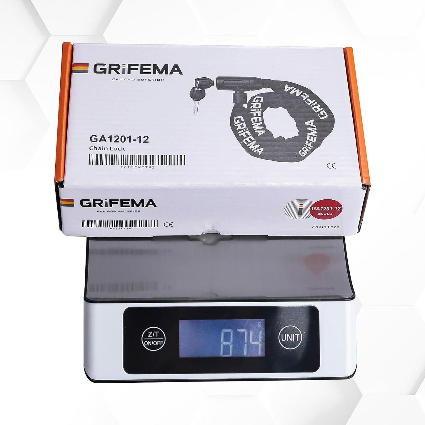 GA1201-12 Bike Locks High Security with 2 Keys, Bike Chain Lock Heavy Duty, 120Cm Bicycle/Cycling Locks for Bike Cycle, Moto, Door, Gate Fence, Black/White