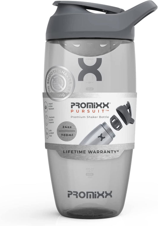 Pursuit Protein Shaker Bottle - Premium Shaker for Protein Shakes - Lifetime Durability, Leakproof, Odourless - 700Ml / 24Oz (Graphite Gray)
