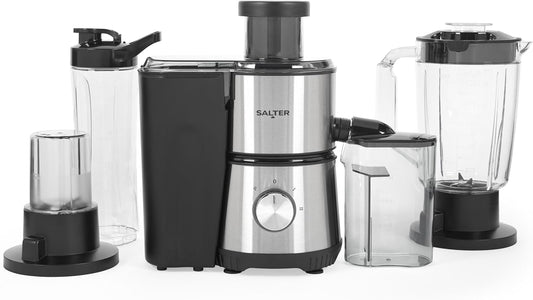 4 in 1 Juicer & Blender – Fruit Juicer & Smoothie Maker, 1L Jug Blender, Includes 600Ml Sports Bottle & Fridge Storage Container, Coffee & Spice Grinder, 2 Speed Settings & Pulse, 400W, EK4294