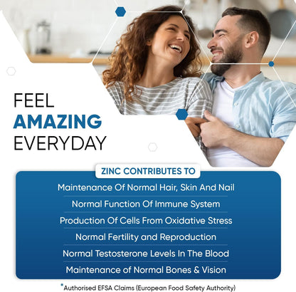 High Strength Zinc Tablets 50Mg – 400 Vegan Zinc Bisglycinate Tablets 6+ Months Supply – High Absorption Zinc Supplements for Skin, Hair and Nail - Immunity Supplements for Men & Women