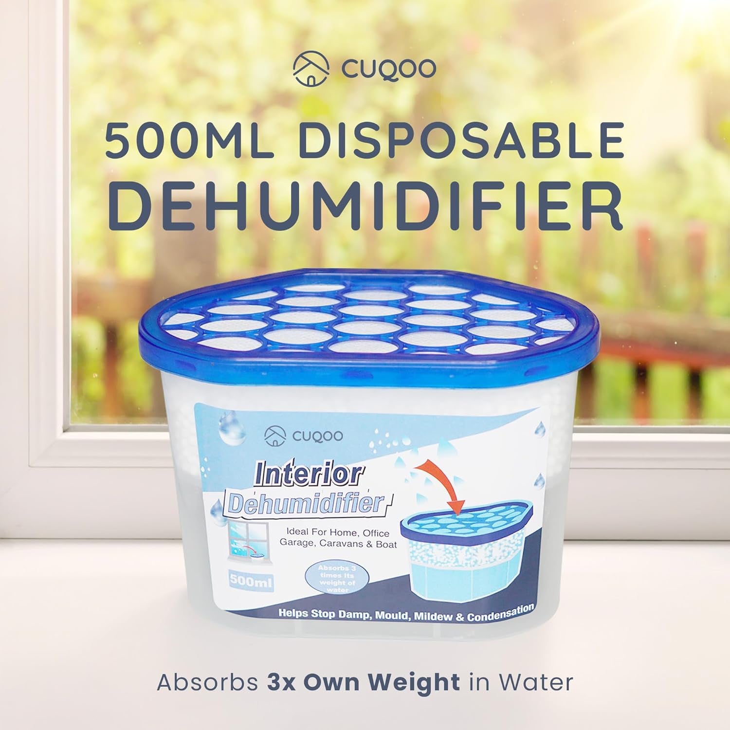 Disposable Dehumidifier for Home 500Ml, Pack of 10 Moisture Absorber Dehumidifiers for Damp, Mould, Kitchen, Wardrobe, Bedroom, Caravan, Office, Garage, Bathroom - Mini Condensation Absorbers