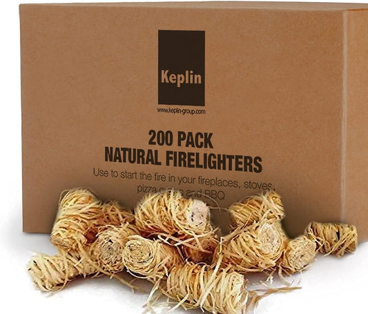 Natural Firelighters - 200 Pack | Eco Friendly Wood Firelighters | Quick Wood Wax Flame Fire Starters | Safe to Use | Ideal for Stoves, Open Fires, Bbq'S & Pizza Ovens