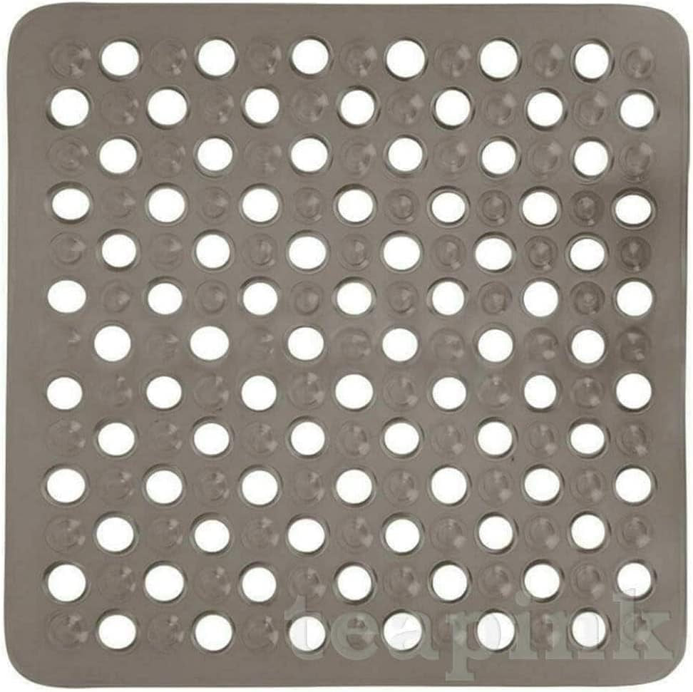 BATH SHOWER MAT NON SLIP PVC BATHROOM RUBBER MATS anti SLIP SUCTION 43 X 43 Cm (Grey)