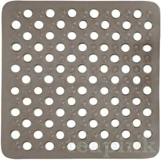 BATH SHOWER MAT NON SLIP PVC BATHROOM RUBBER MATS anti SLIP SUCTION 43 X 43 Cm (Grey)