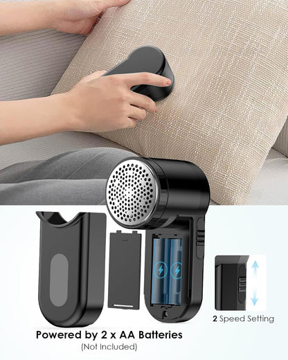 Fabric Shaver,  Portable Lint Remover Debobbler Clothes Shaver, Bobble Remover for Clothes Adjustable 2 Speed Lint Shaver with 3 Blades Included (Black)
