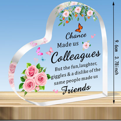 Leaving Gifts for Colleagues Women Acrylic Heart Work Bestie Gifts Colleagues Going Away Gifts Chance Made Us Colleagues Present