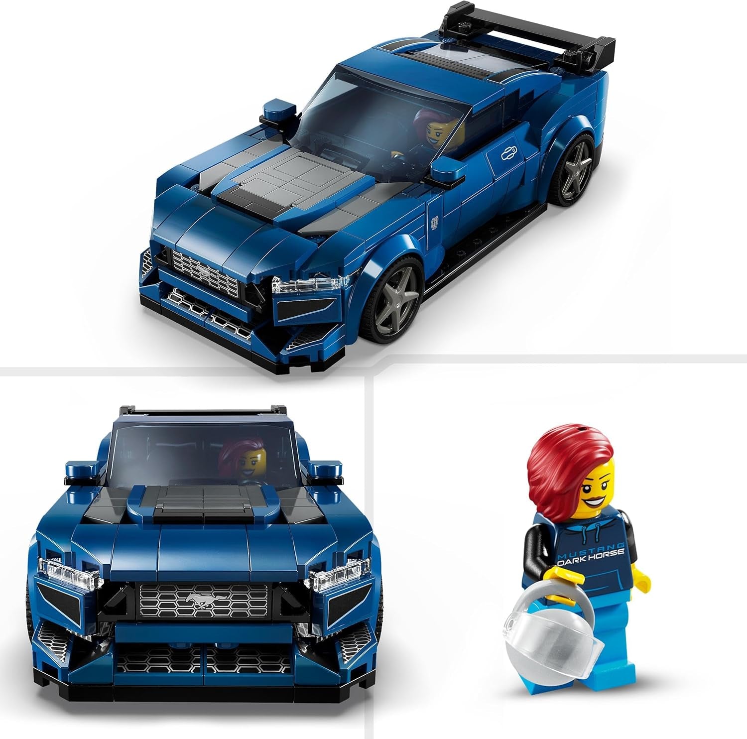 Speed Champions Ford Mustang Dark Horse Sports Car Toy Vehicle for 9 plus Year Old Boys & Girls, Buildable Model Set with Driver Minifigure, Kids' Bedroom Decoration, Birthday Gift Idea 76920