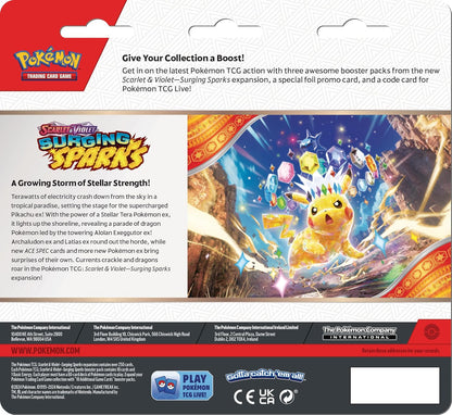 TCG: Scarlet & Violet—Surging Sparks 3-Pack Blister – Zapdos (3 Booster Packs & Foil Promo Card)