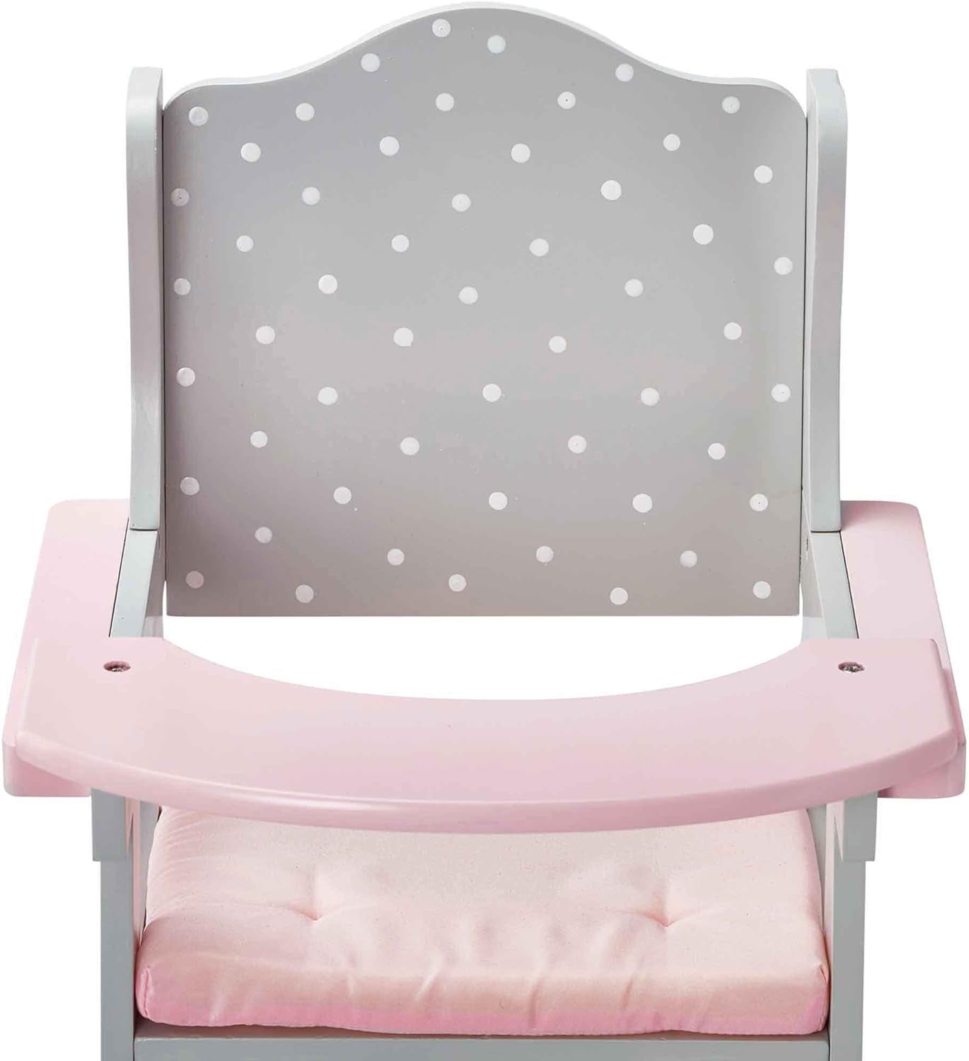Little Princess Grey Polka Dot Wooden Baby Doll High Chair Doll Furniture Baby Doll Accessories TD-0098AG
