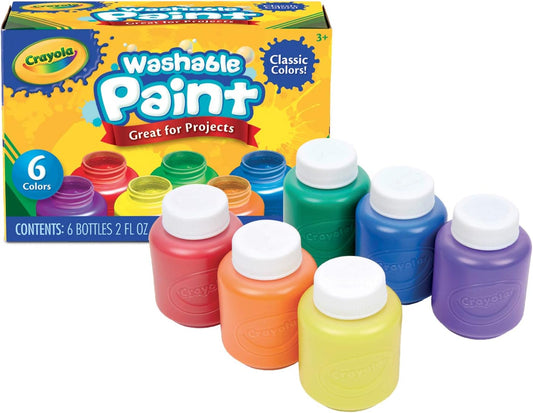 Washable Paints - Assorted Colours (Pack of 6) | Perfect for Any Arts & Crafts Needs - Easily Washable | Ideal for Kids Aged 3+ Packaging May Vary