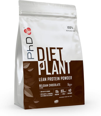 Nutrition Diet Plant, High Protein Lean Matrix, Vegan Diet Protein Powder, Belgian Chocolate, 18G of Plant Protein, 40 Servings per 1 Kg Bag (Packaging May Vary)