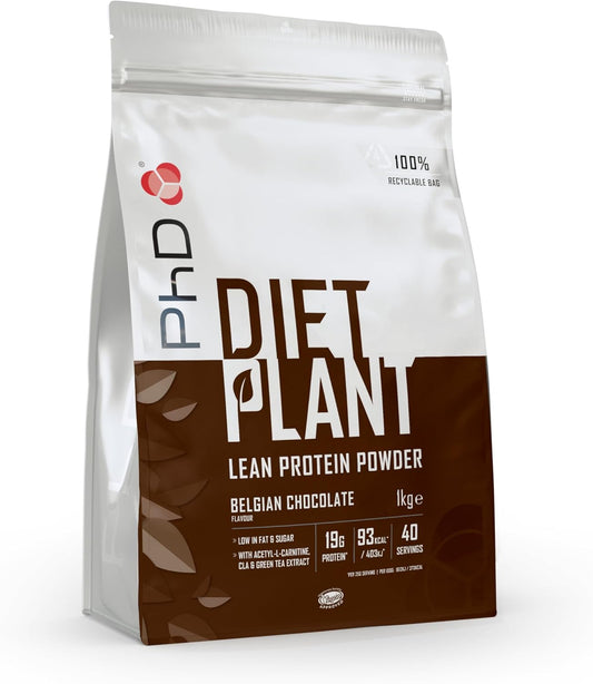 Nutrition Diet Plant, High Protein Lean Matrix, Vegan Diet Protein Powder, Belgian Chocolate, 18G of Plant Protein, 40 Servings per 1 Kg Bag (Packaging May Vary)