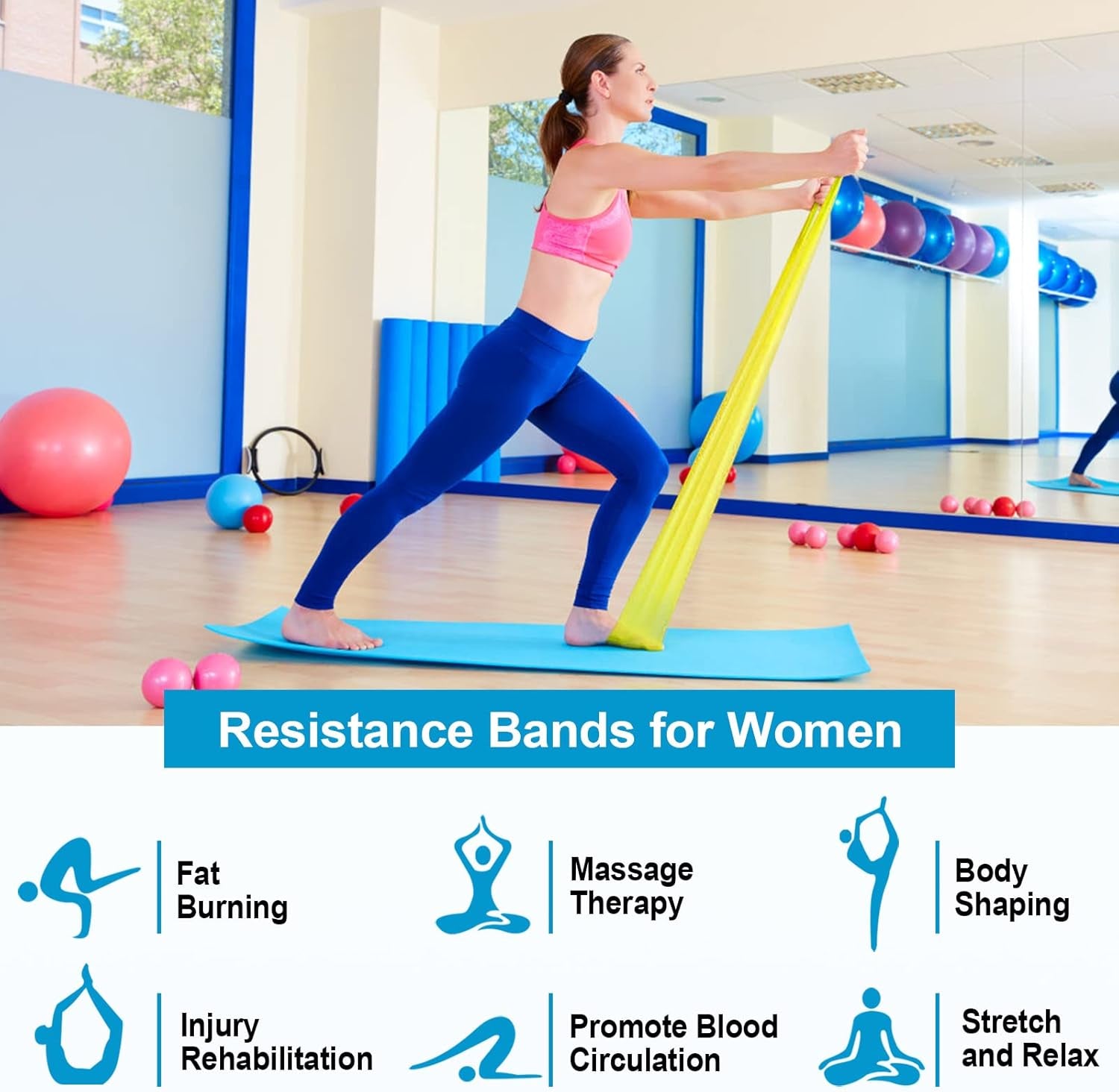 Resistance Bands Set, [Set of 3] 1.5M/4.9Ft Skin-Friendly Exercise Bands with 3 Resistance Levels,Workout Resistance Bands Set for Women Men,Ideal for Strength Training,Yoga,Gym,Pilates,Fitness