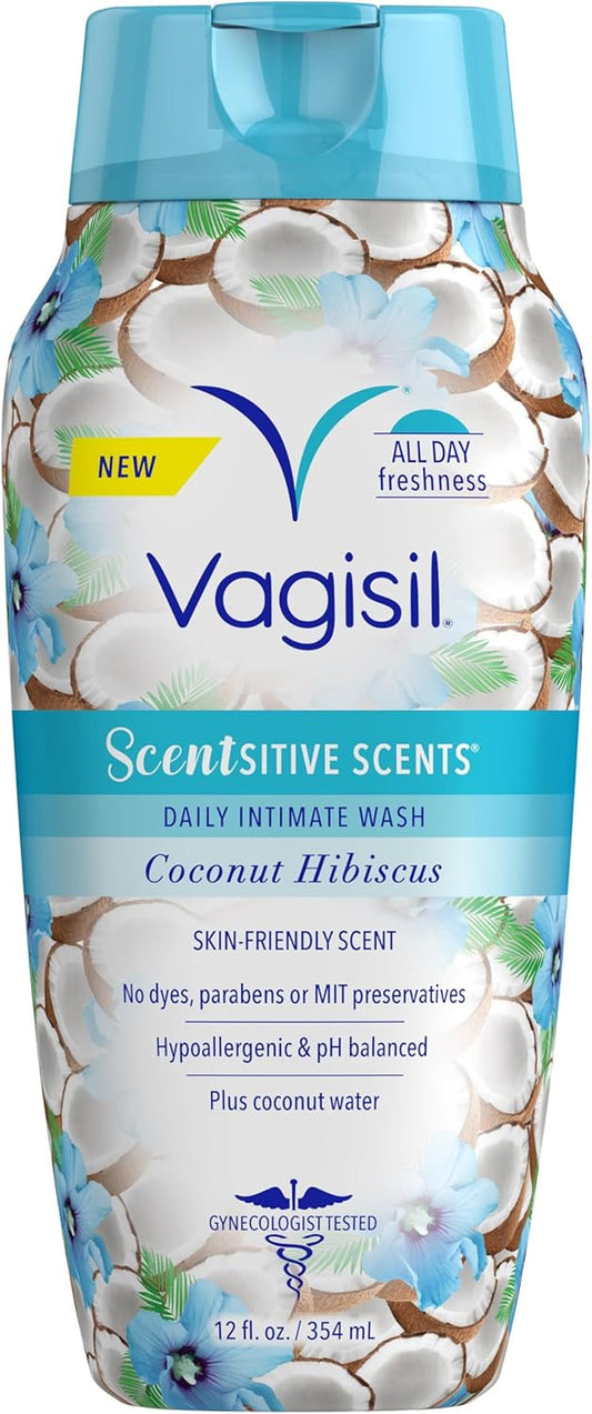 Scentsitive Scents Daily Feminine Intimate Wash for Women, plus Coconut Water, All-Day Freshness, Hypoallergenic, Skin-Friendly Coconut Hibiscus Scent, 354Ml
