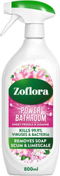 Sweet Freesia & Jasmine Power Bathroom Cleaner, Removes Soap Scum, Limescale Remover & Prevention, Antibacterial Multi-Surface Bathroom Spray, Kills 99.9% of Bacteria & Viruses, 1 X 800 Ml