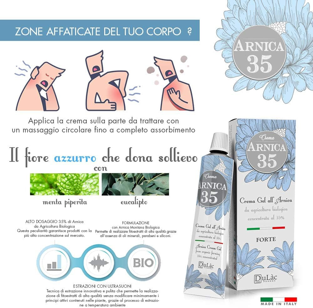 Dulàc - Arnica Cream for Bruising and Swelling 50 Ml, Rich in 35% Organic Arnica Montana Extracts, Bruise Cream Extra Strong Also Ideal for Muscle and Joint Relief, Swelling and Edema