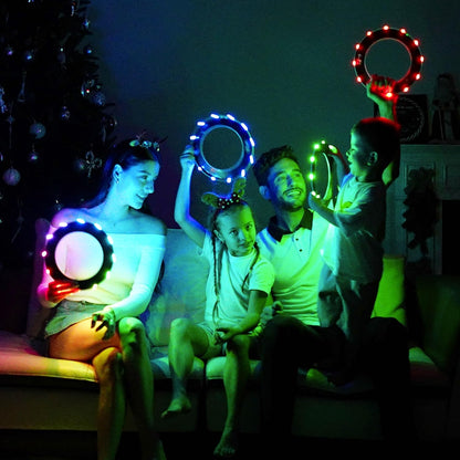Flying Ring - 12 Leds, Super Bright, Very Soft & Phosphorescent Rim, Auto Light Up, Safe, Waterproof, Lightweight Frisbee, Cool Fun Christmas & Outdoor/Indoor Gift Toy for Boys/Girls/Kids