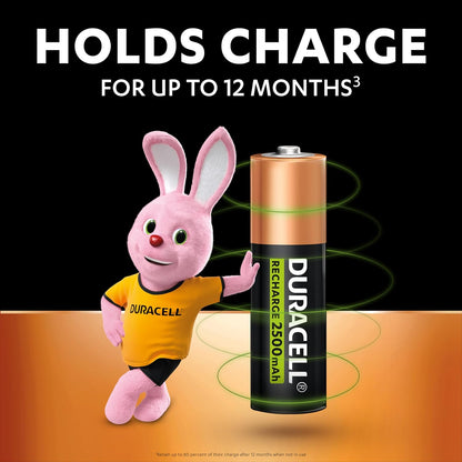 Rechargeable AA Batteries (Pack of 4), 2500 Mah Nimh, Pre-Charged, Our No.1 Longest Lasting Rechargeable Battery