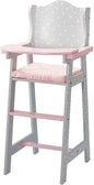 Little Princess Grey Polka Dot Wooden Baby Doll High Chair Doll Furniture Baby Doll Accessories TD-0098AG