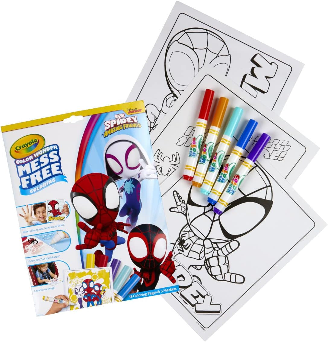 Color Wonder - Marvel Spidey and His Amazing Friends Mess-Free Colouring Book (Includes 18 Spider Man Colouring Pages & 5 Magic Color Wonder Markers)