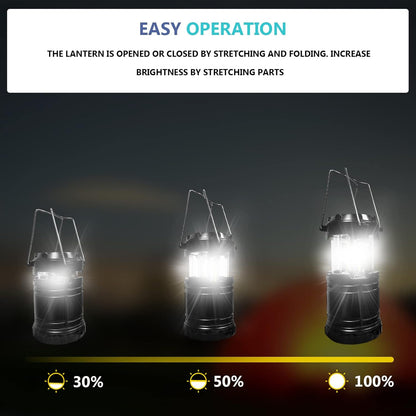 Camping Lights, 2 X Camping Lantern Battery Operated Portable LED Camping Lamp with Foldable Hook, Tent Lights Waterproof Outdoor Hanging Lamp for Emergency, Hiking, Camping, Black
