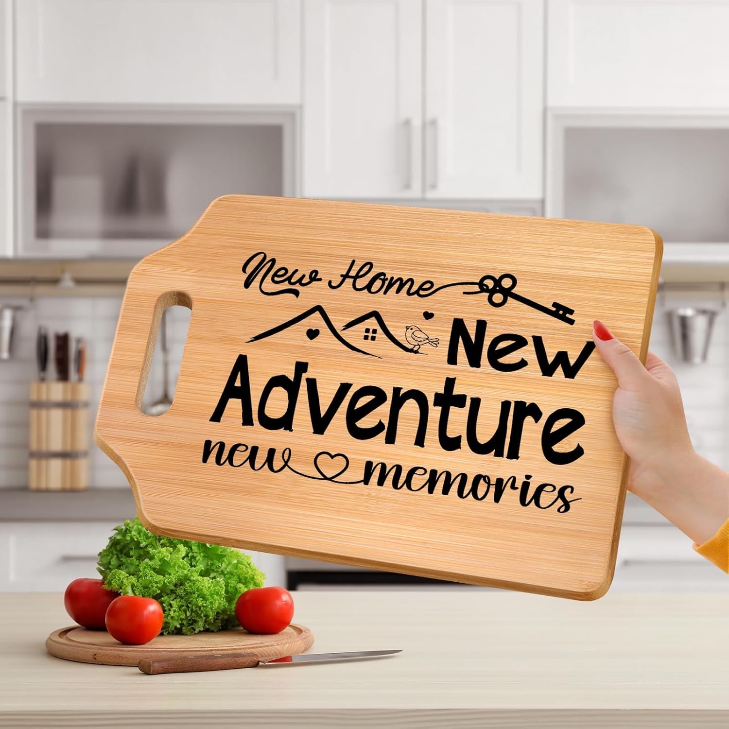 New Home Gifts for Couple Friends Family, Housewarming Gifts for New Home, Creative Kitchen Bamboo Cutting Board