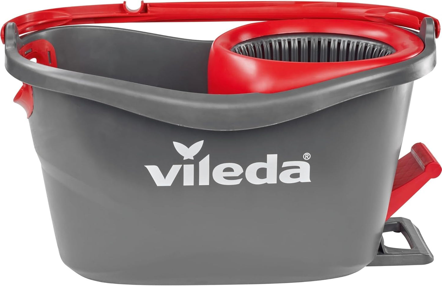 Turbo Microfibre Mop and Bucket Set, Spin Mop for Cleaning Floors, Set of 1X Mop and 1X Bucket,Grey/Red,48.5 X 27.5 X 28 Cm