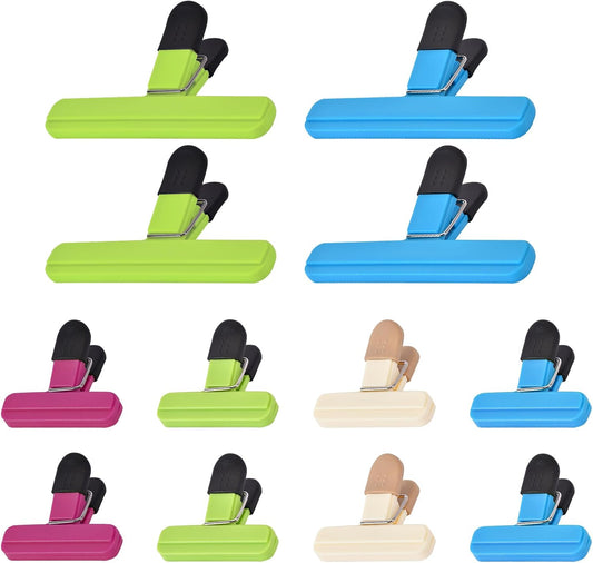Bag Clips for Food Storage, 2 Sizes - 12 Pcs Food Bag Clips for Food Storage, Reusable Food Clips, Food Clips Bag Sealing Clips for Snacks Coffee Home Kitchen, 4 Color