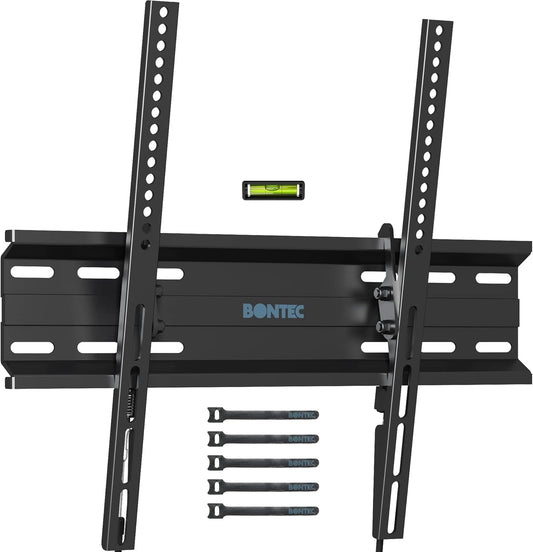 Ultra Slim TV Wall Bracket, Tilting TV Wall Mount for 23-60 Inch Tvs, Low Profile TV Bracket, Max VESA 400X400Mm, Holds up to 45Kg, Spring Locking System, Includes 5 Cable Ties
