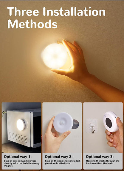 Motion Sensor Lights Indoor,6 Pack Wireless LED Rechargeable Magnetic Stick on Wall Night Light,Battery Operated USB Charging,Stair, Corridors, Closet, Kitchen Light under Cabinets Puck Light