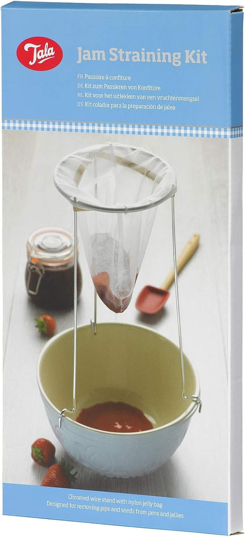 Home Made Maslin/Jam Pan for Induction Hob with Recipe in Gift Box, Stainless Steel, 9 Litre & Tala Jam Straining Set