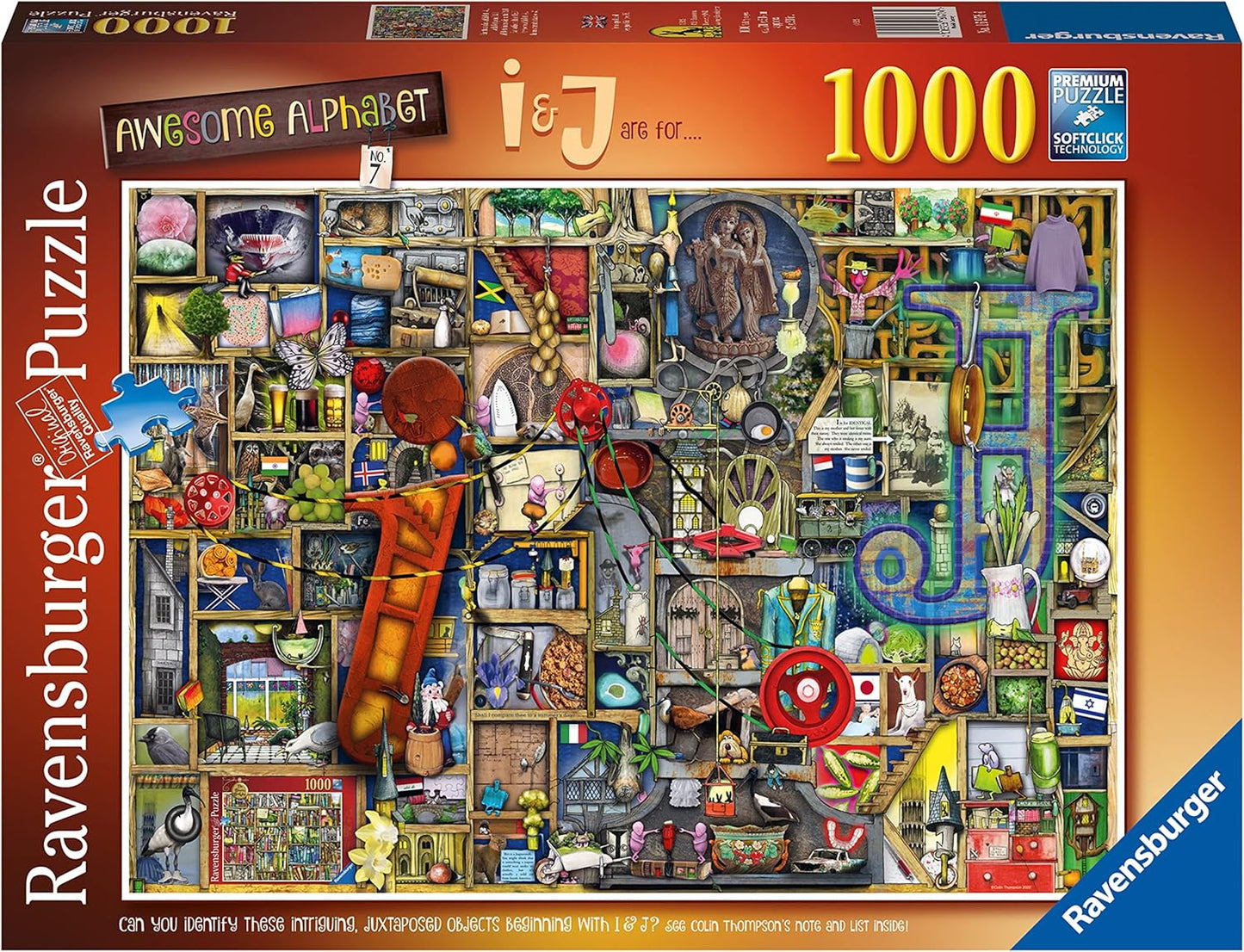 Colin Thompson Awesome Alphabet I & J 1000 Piece Jigsaw Puzzle for Adults & Kids Age 12 Years Up
