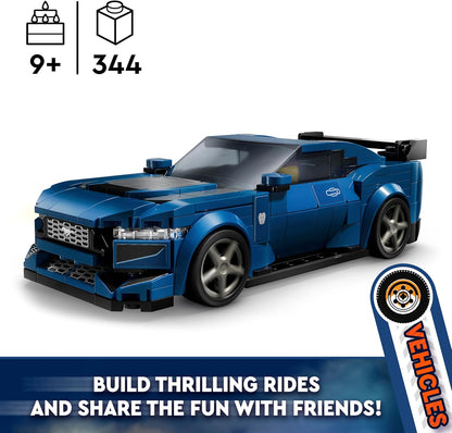 Speed Champions Ford Mustang Dark Horse Sports Car Toy Vehicle for 9 plus Year Old Boys & Girls, Buildable Model Set with Driver Minifigure, Kids' Bedroom Decoration, Birthday Gift Idea 76920
