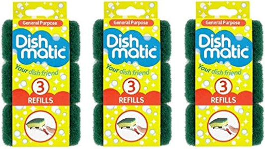 9 X  Heavy Duty Green Refill Sponges Cleaning Scourer