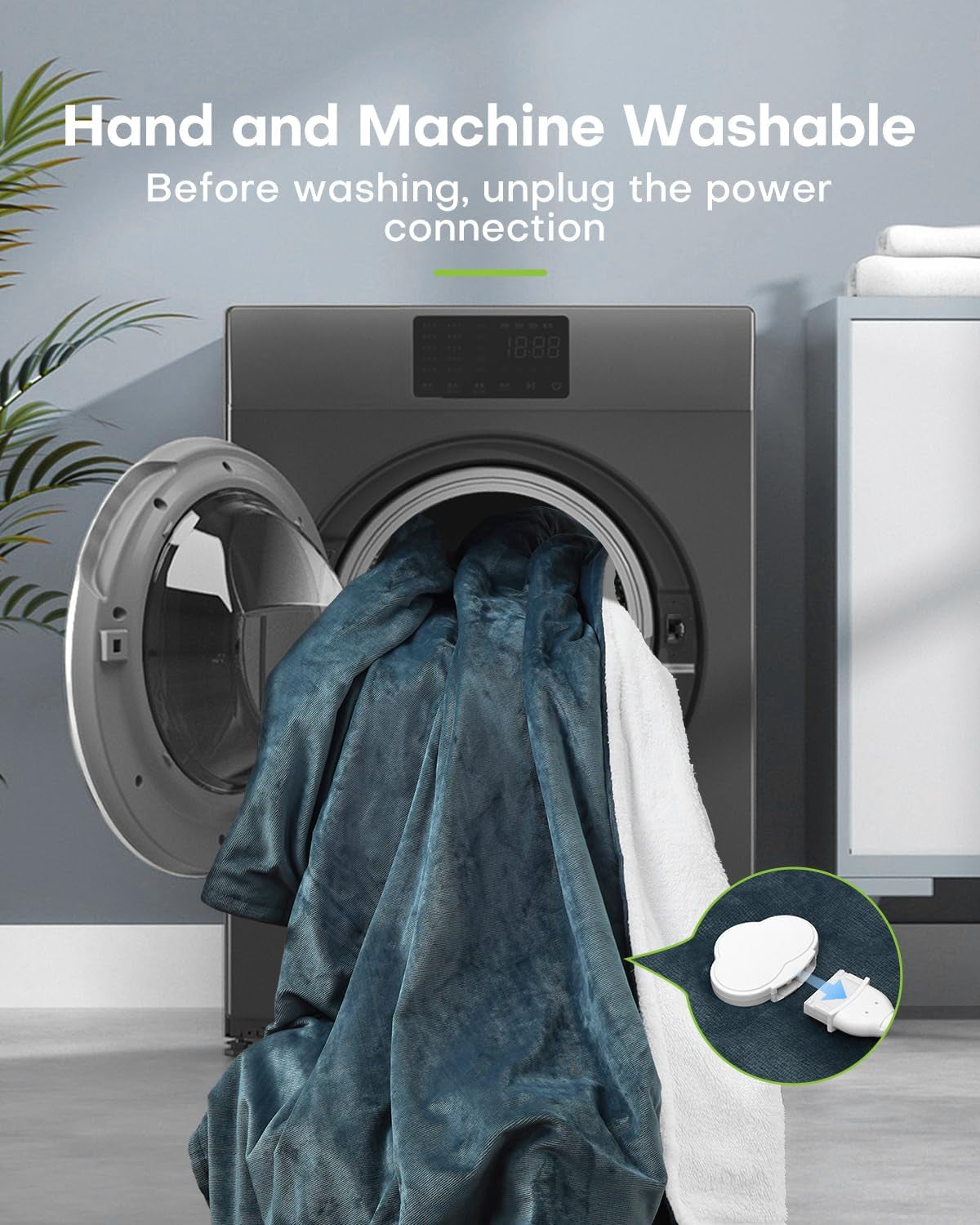 Electric Blanket, 180X130Cm Large, Heated Throw Blanket with 6 Heat Levels, 10H Timer, Fast Heat, Overheat Protection, LED Display, Machine Washable, for Sofa, Office