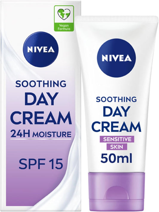 Sensitive Day Cream (50 Ml), Face Cream and Moisturiser with SPF 15 for Sensitive Skin, Summer Skin Care Essentials, Sensitive Moisturising Cream