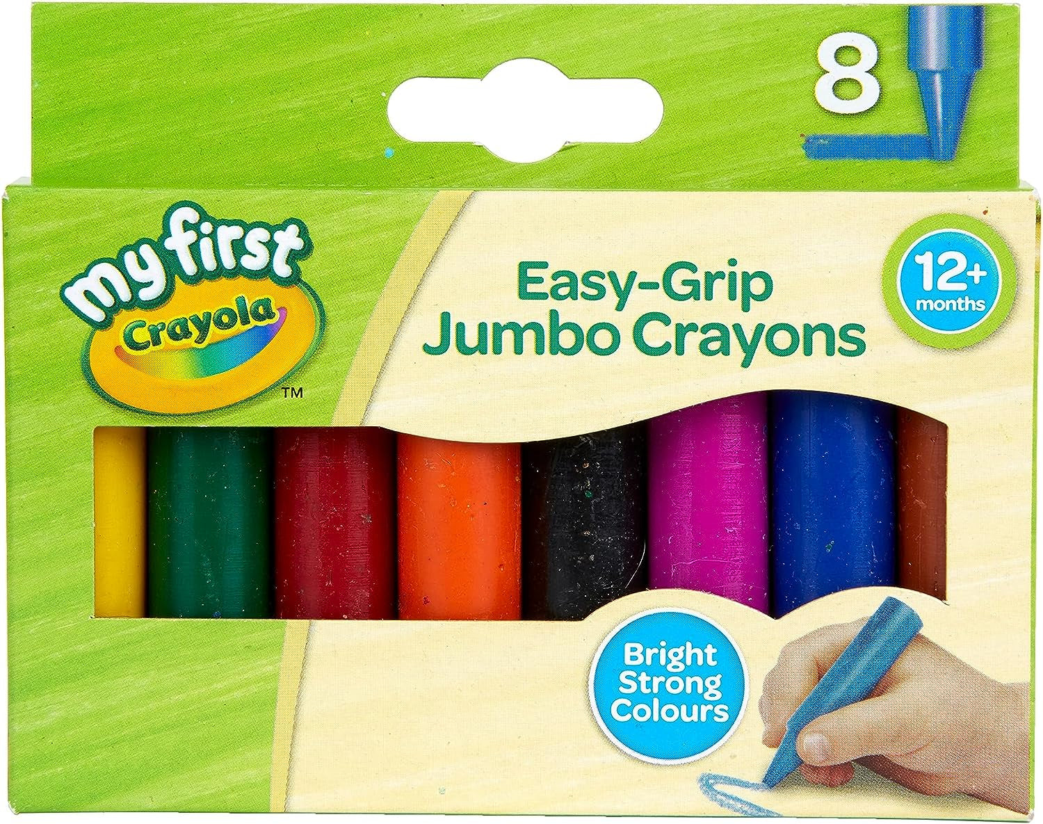 Myfirst Jumbo Crayons - Assorted Colours Easy-Grip Colouring Crayons Perfect for Toddlers Hands Ideal for Kids Aged 12 plus Months, Multicolor, (Pack of 8)