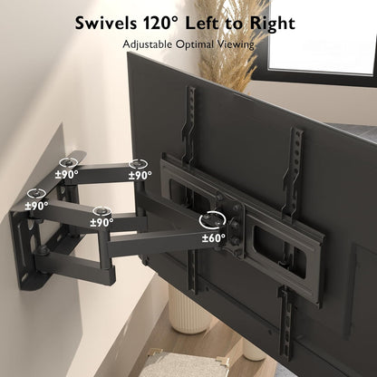 TV Wall Mount for 23-70 Inch LED LCD, Swivels Tilts Extends Double Arm Full Motion TV Wall Bracket Holds up to 45Kg, Includes HDMI Cable, Spirit Level, Max VESA 400X400Mm