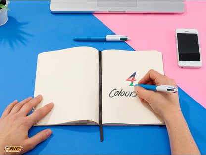 4 Colours Original Pens, Multi Coloured Pens All in One, Biro Pens, Medium 1.0Mm, Green, Blue, Red, Black, 3 Pens per Pack, 1 Pack