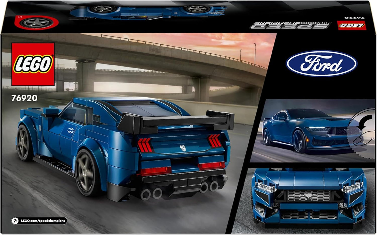 Speed Champions Ford Mustang Dark Horse Sports Car Toy Vehicle for 9 plus Year Old Boys & Girls, Buildable Model Set with Driver Minifigure, Kids' Bedroom Decoration, Birthday Gift Idea 76920