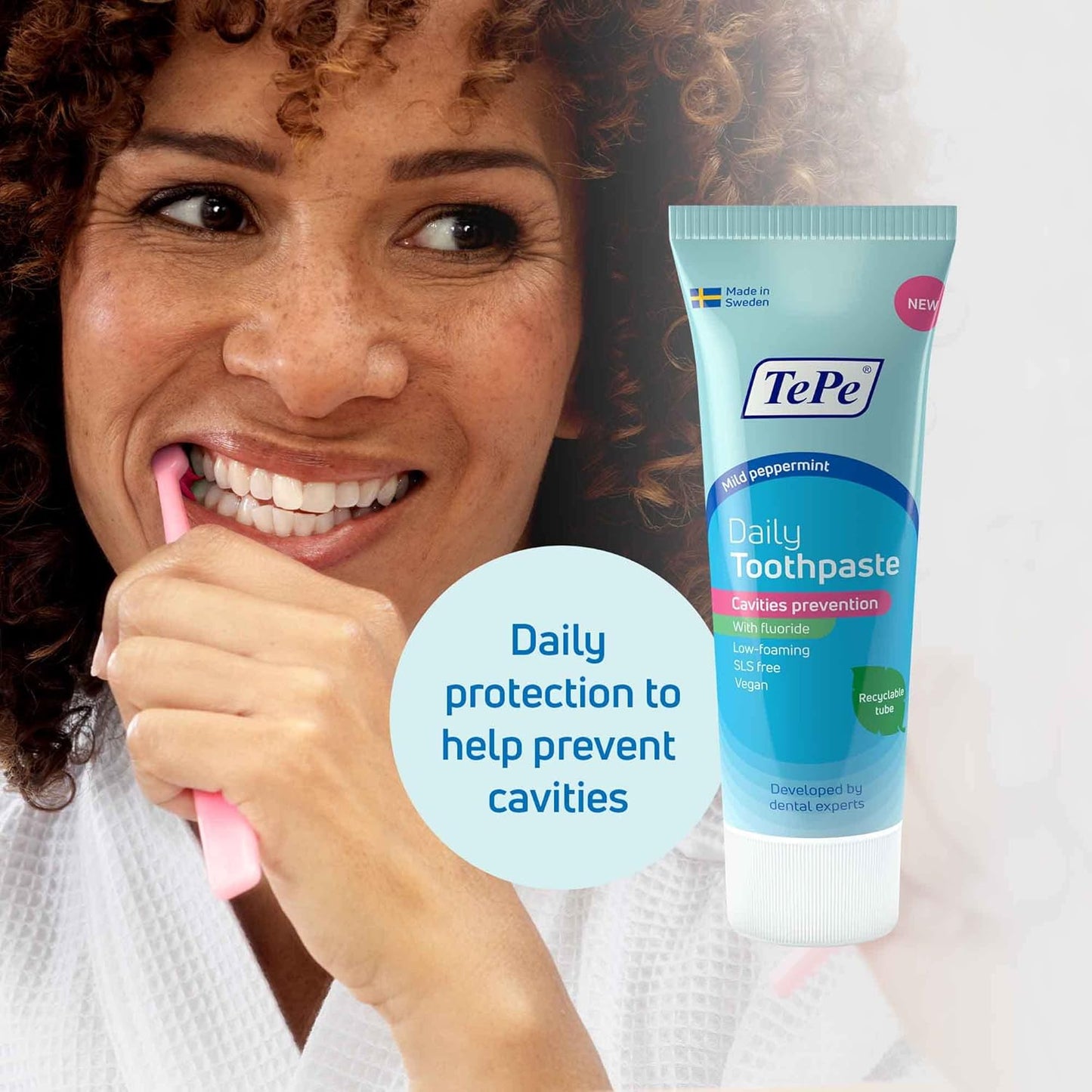 Daily Toothpaste, Mild Peppermint Flavour, Gentle Everyday Toothpaste to Prevent Cavities with an Age-Appropriate Fluoride Level